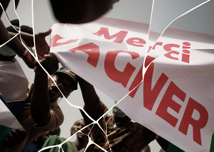Residents of Bamako hold a banner reading ‘Thank you, Wagner’, in celebration of France’s announcement to withdraw its troops from Mali.